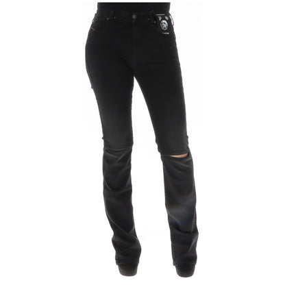 Diesel Women Jeans in black with ripped detailing front view