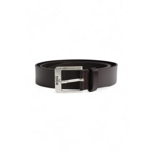 Boss Men Belt – Brown 100% Leather Buckle Belt  Designer Fall/Winter Accessory