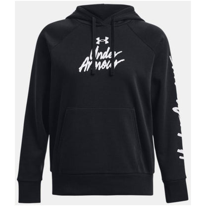Sweat à capuche noir à imprimé graphique Under Armour pour femme – Tenue de sport urbaine automne/hiver