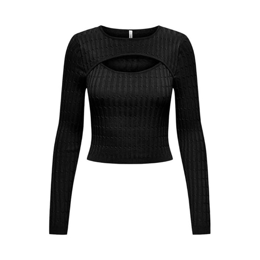 T-shirt Only Women – T-shirt noir à manches longues et col rond