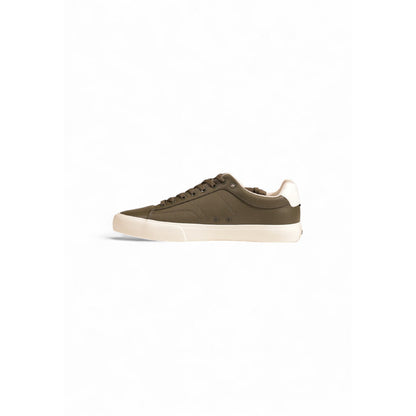 Boss Men Sneakers – Green Leather Lace-Up Shoes with Sporty Rubber Sole  Designer Fall/Winter Footwear