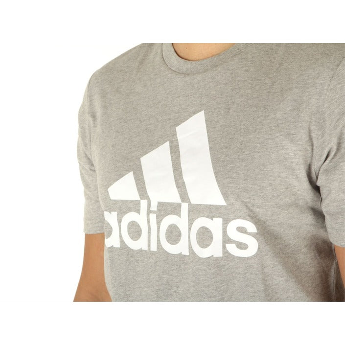 Adidas Men's Grey Printed T-Shirt – 100% Cotton, Spring/Summer Comfort