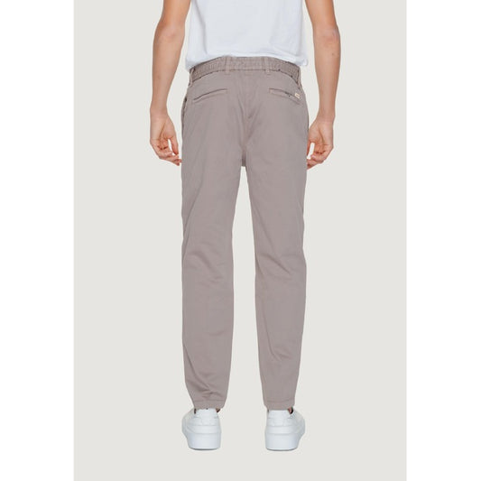 Boss Men Trousers – Brown Cotton Blend Pants with Lace-Up Fastening & Pockets  Spring/Summer Designer Fit