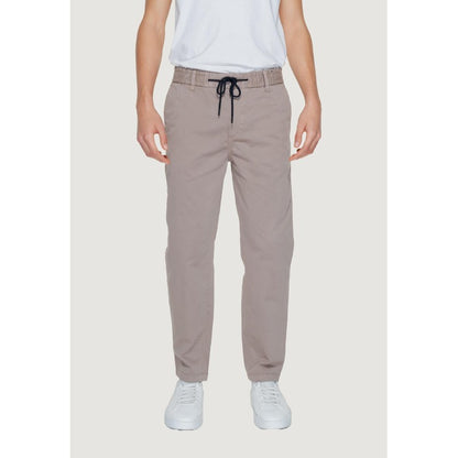 Boss Men Trousers – Brown Cotton Blend Pants with Lace-Up Fastening & Pockets  Spring/Summer Designer Fit