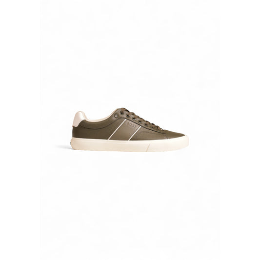 Boss Men Sneakers – Green Leather Lace-Up Shoes with Sporty Rubber Sole  Designer Fall/Winter Footwear