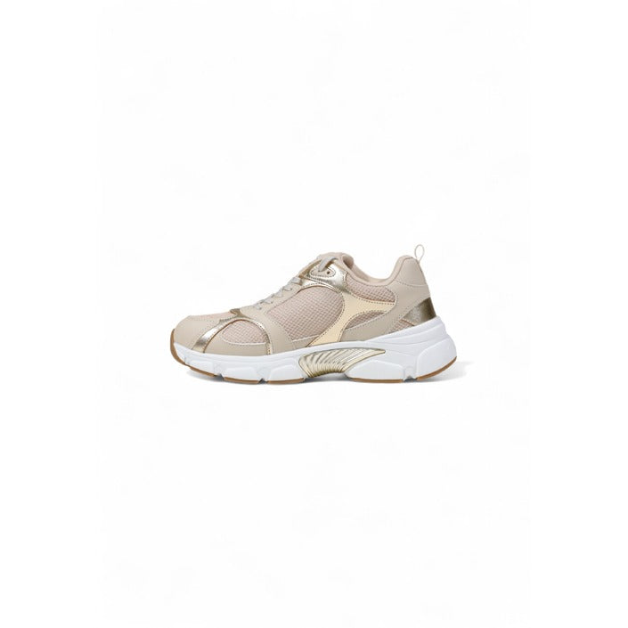 Guess Women Sneakers – Beige Lace-Up Fashion Sneakers for Fall/Winter