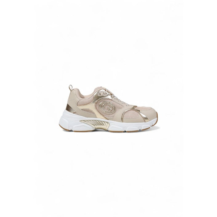 Guess Women Sneakers – Beige Lace-Up Fashion Sneakers for Fall/Winter